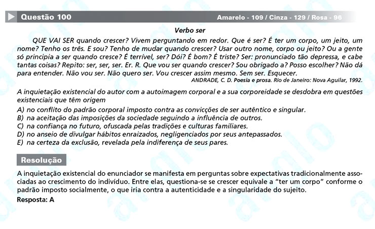 Enem 2012: corre&ccedil;&atilde;o da quest&atilde;o 109