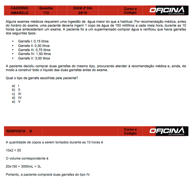 Enem 2015: correção da questão 172