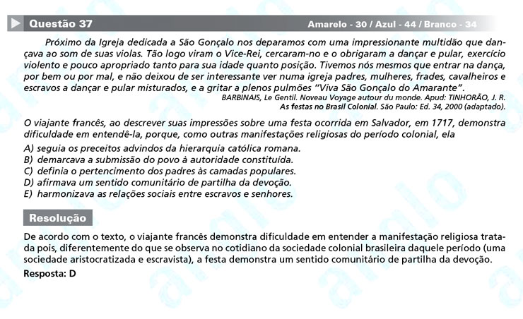 Enem 2012: corre&ccedil;&atilde;o da quest&atilde;o 30