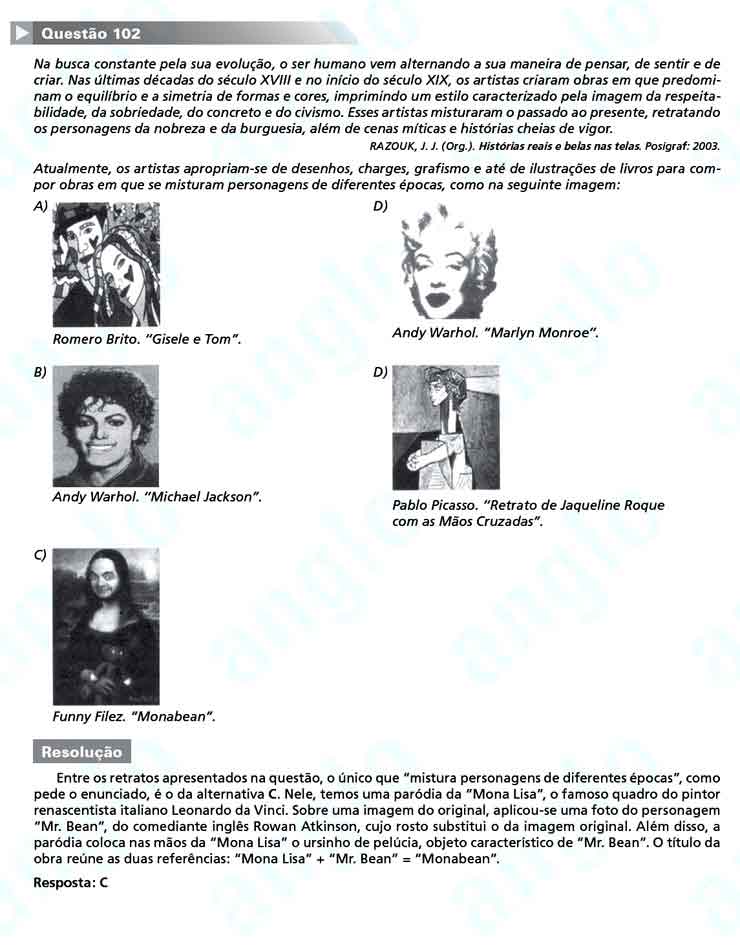 Enem 2010: Questão 102 – Linguagens e Códigos (prova amarela)