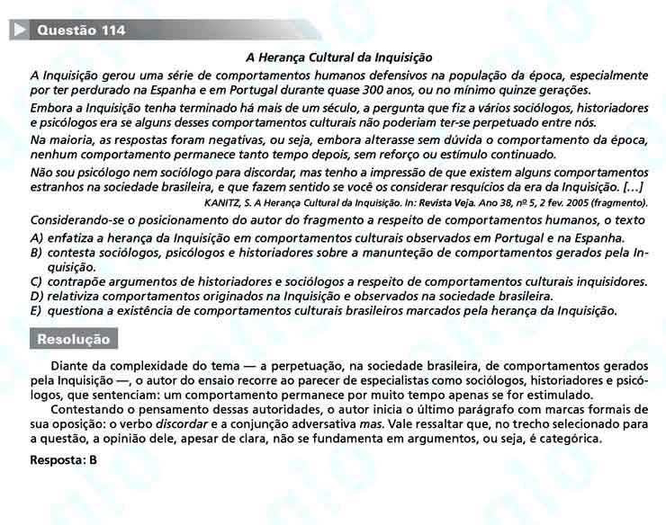 Enem 2010: Questão 114 – Linguagens e Códigos (prova amarela)