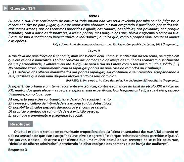 Enem 2010: Quest&atilde;o 134 &ndash; Linguagens e C&oacute;digos (prova amarela)