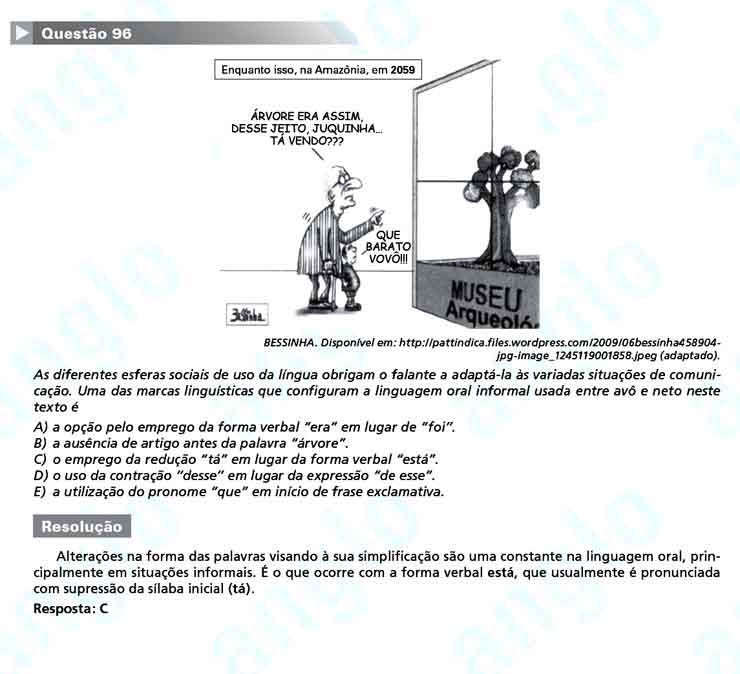 Enem 2010: Questão 96 – Linguagens e Códigos (prova amarela)