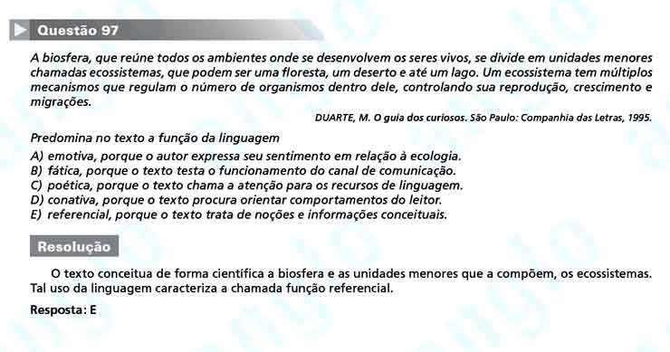 Enem 2010: Quest&atilde;o 97 &ndash; Linguagens e C&oacute;digos (prova amarela)