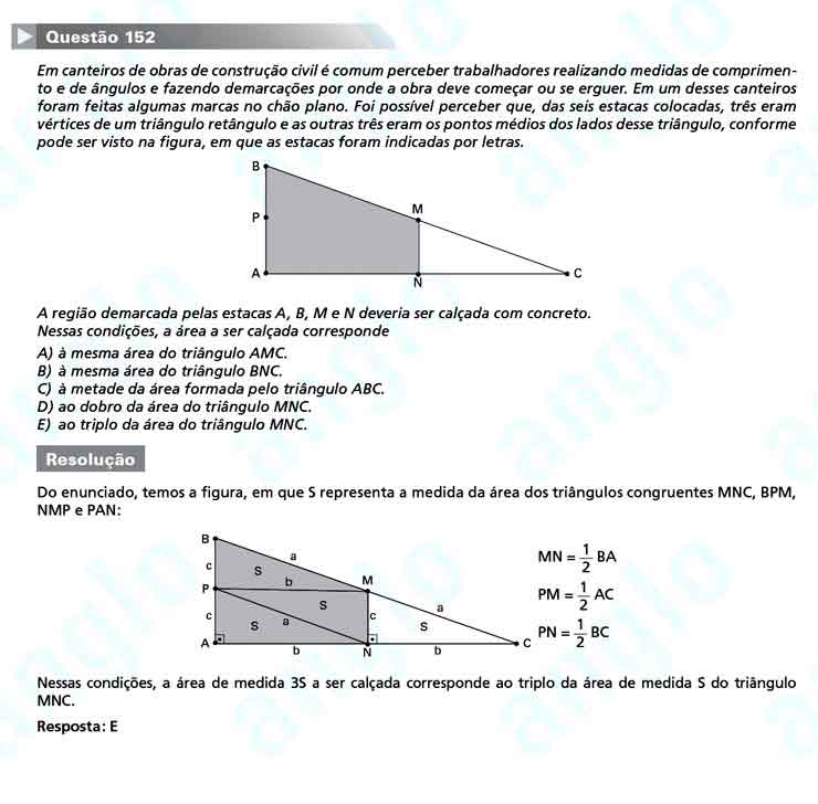 Enem 2010: Quest&atilde;o 152 &ndash; Matem&aacute;tica (prova amarela)