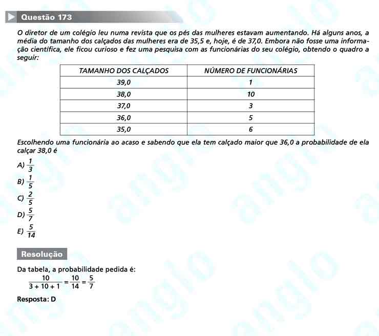 Enem 2010: Quest&atilde;o 173 &ndash; Matem&aacute;tica (prova amarela)