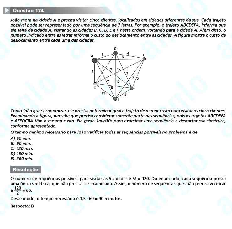 Enem 2010: Quest&atilde;o 174 &ndash; Matem&aacute;tica (prova amarela)