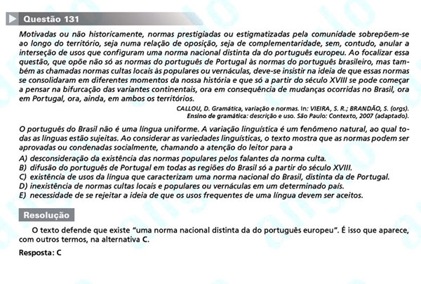 Enem 2011: Quest&atilde;o 131 &ndash; Linguagens e C&oacute;digos (prova amarela)