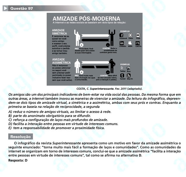 Enem 2011: Quest&atilde;o 97 &ndash; Linguagens e C&oacute;digos (prova amarela)