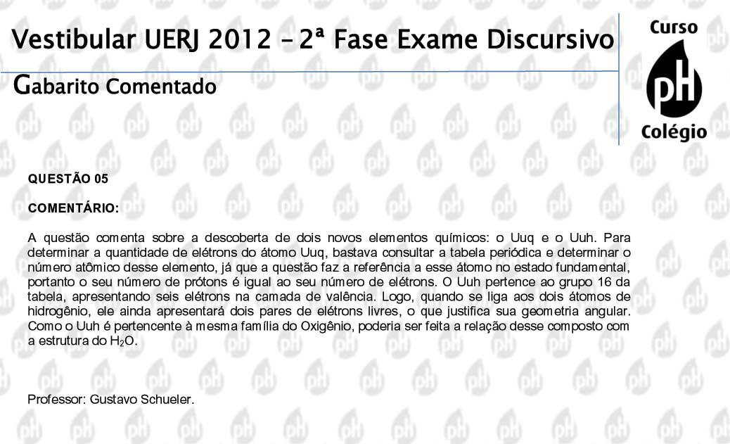 Uerj 2012 &ndash; Qu&iacute;mica (quest&atilde;o 5)