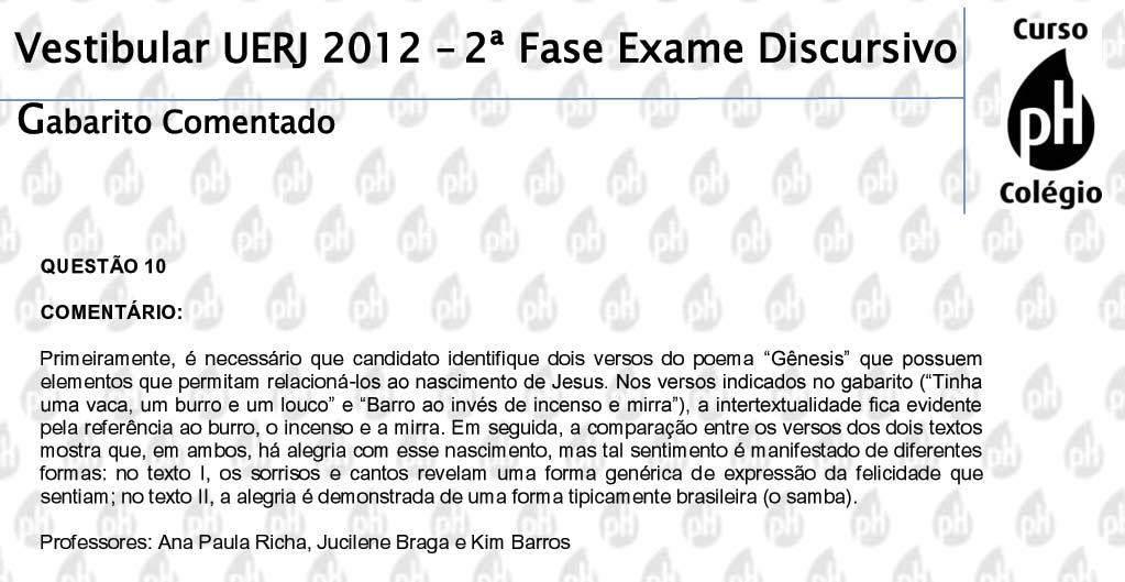Uerj 2012 &ndash; Literatura (quest&atilde;o 10)