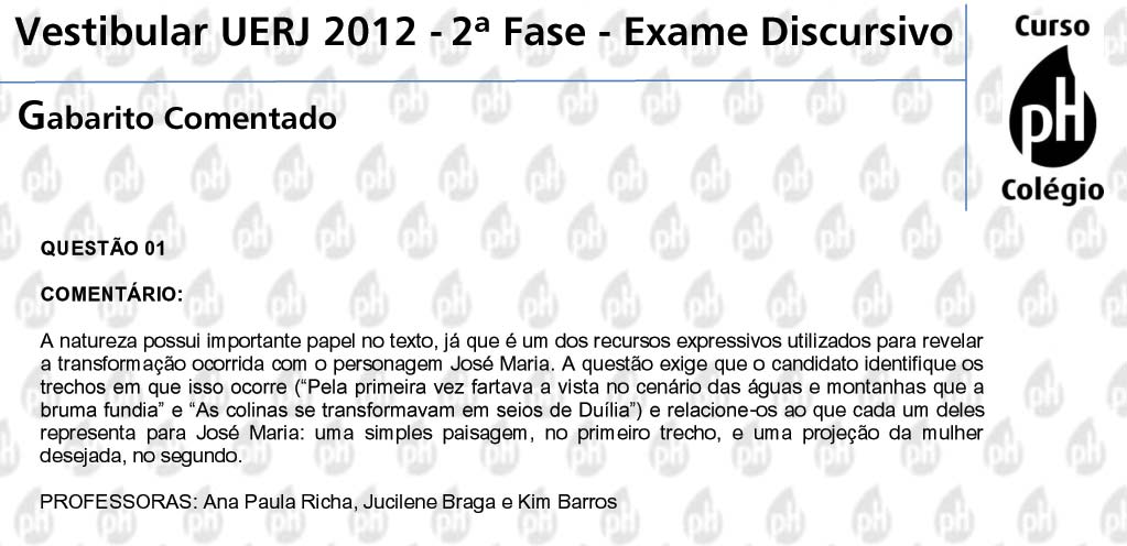 Uerj 2012 &ndash; Literatura (quest&atilde;o 1)