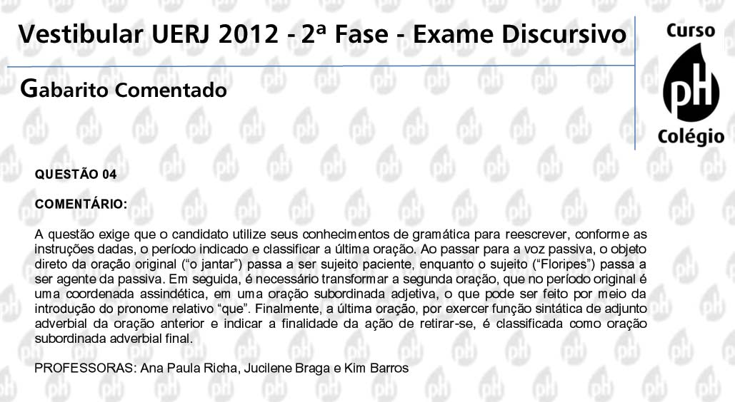 Uerj 2012 &ndash; Literatura (quest&atilde;o 4)