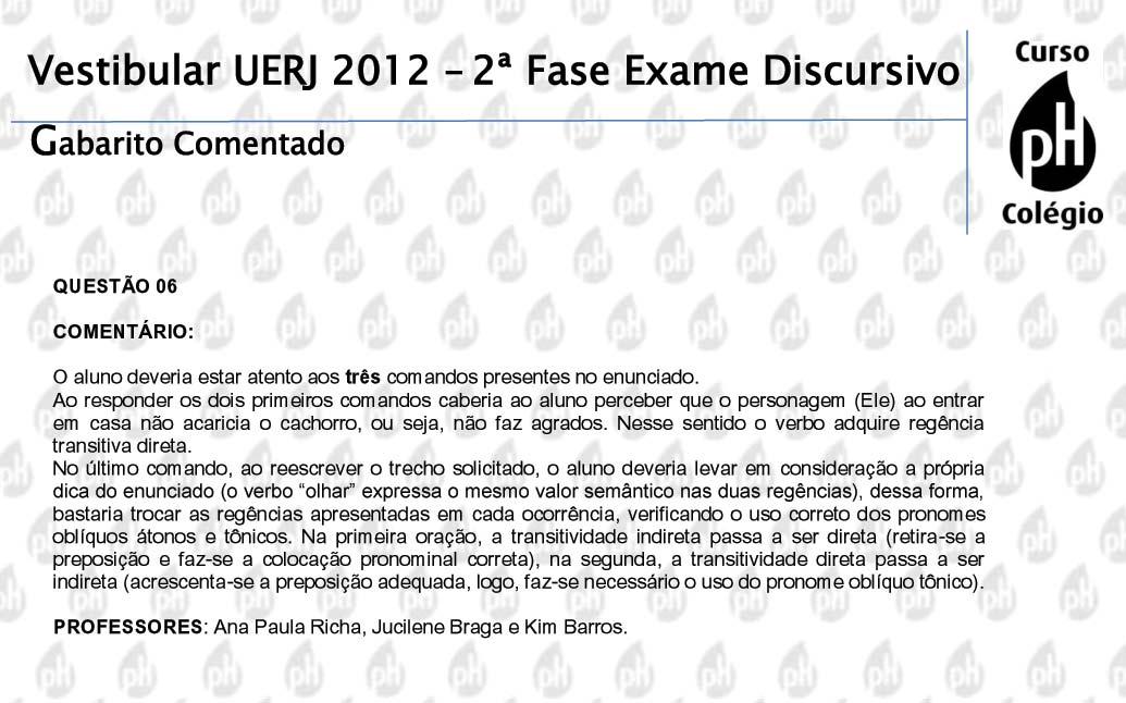 Uerj 2012 &ndash; Literatura (quest&atilde;o 6)