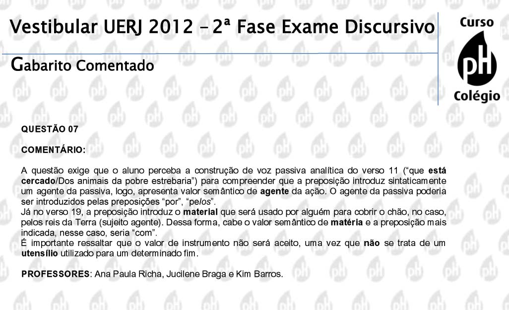 Uerj 2012 &ndash; Literatura (quest&atilde;o 7)
