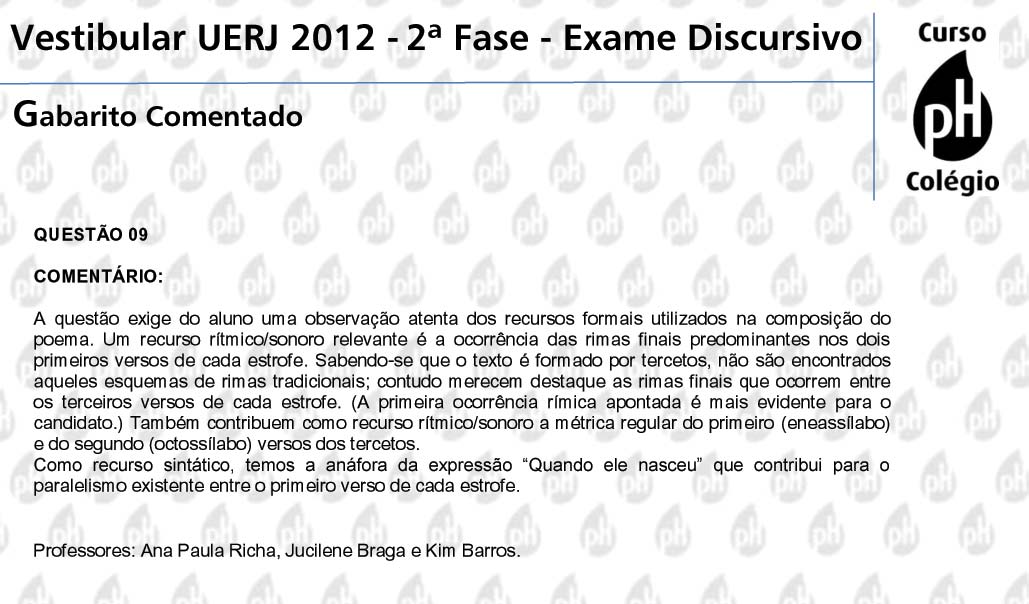 Uerj 2012 &ndash; Literatura (quest&atilde;o 9)