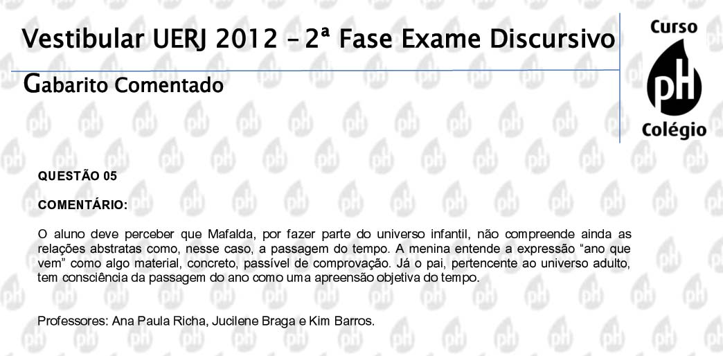 Uerj 2012 &ndash; Portugu&ecirc;s (quest&atilde;o 5)