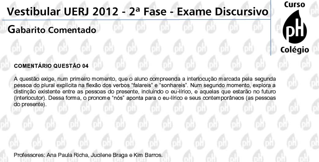 Uerj 2012 &ndash; Portugu&ecirc;s (quest&atilde;o 4)