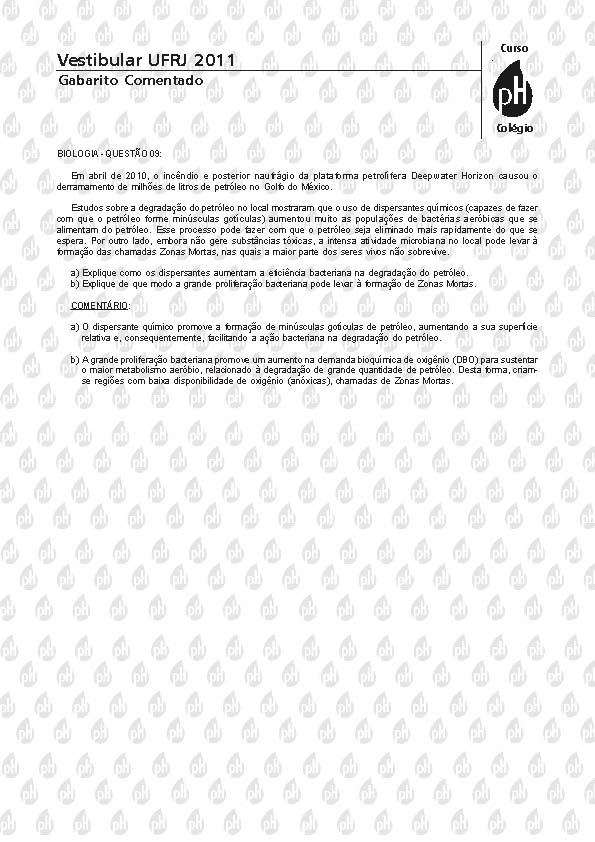 UFRJ 2011: Quest&atilde;o 9 &ndash; Biologia