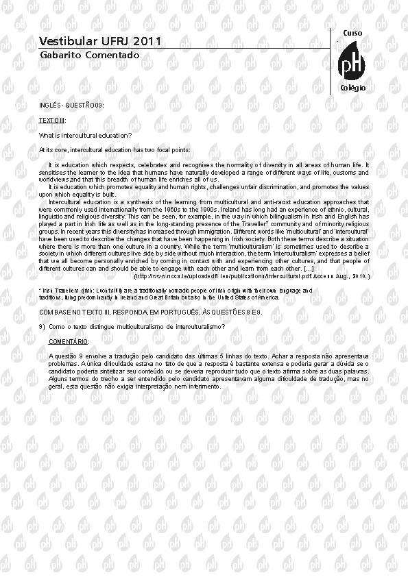 UFRJ 2011: Quest&atilde;o 9 &ndash; Ingl&ecirc;s