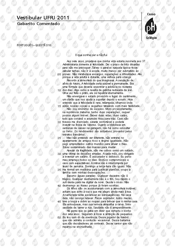 UFRJ 2011: Quest&atilde;o 10 &ndash; Portugu&ecirc;s