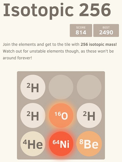 Estude qu&iacute;mica com um 2048 de is&oacute;topos