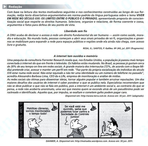 Redes sociais: leia a proposta de dissertação e envie seu texto para o GUIA