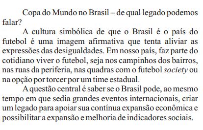 Nova proposta de redação: Copa no Brasil