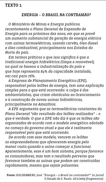 Nova proposta de redação: Energia e Sustentabilidade