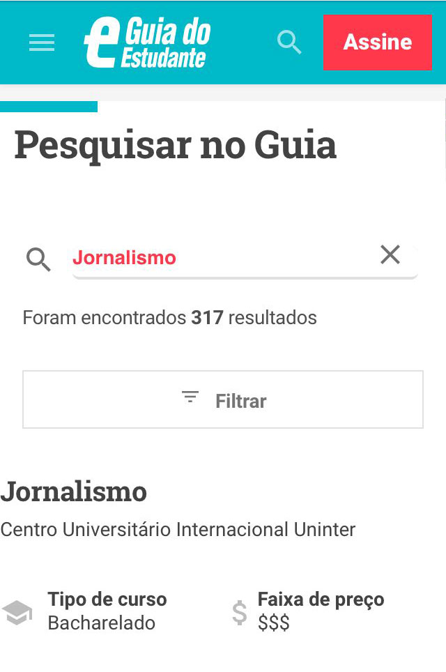 Como usar a busca de cursos do site do Guia do Estudante