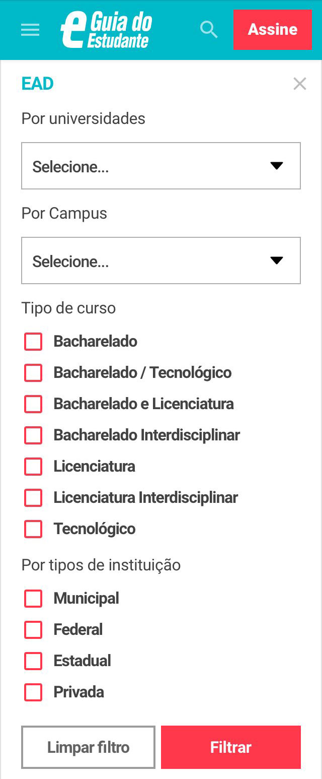 Como usar a busca de cursos do site do Guia do Estudante