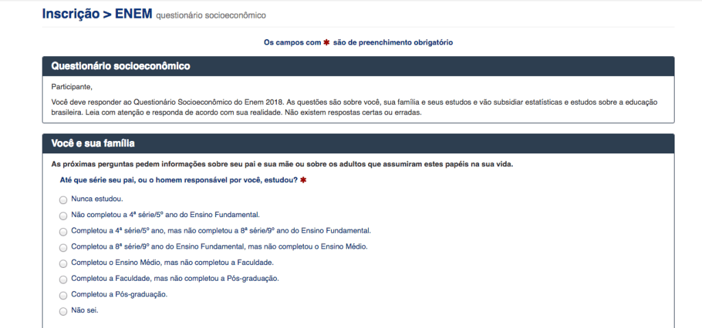 Passo a passo para fazer a inscrição do Enem 2018