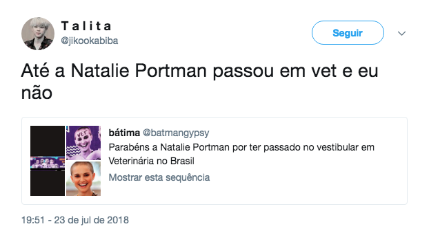 Natalie Portman passou em Veterinária?