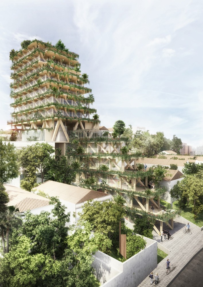 urban-forest-amata-Tryptique Bienal de Veneza: prédio escalonado e de madeira da Vila Madalena