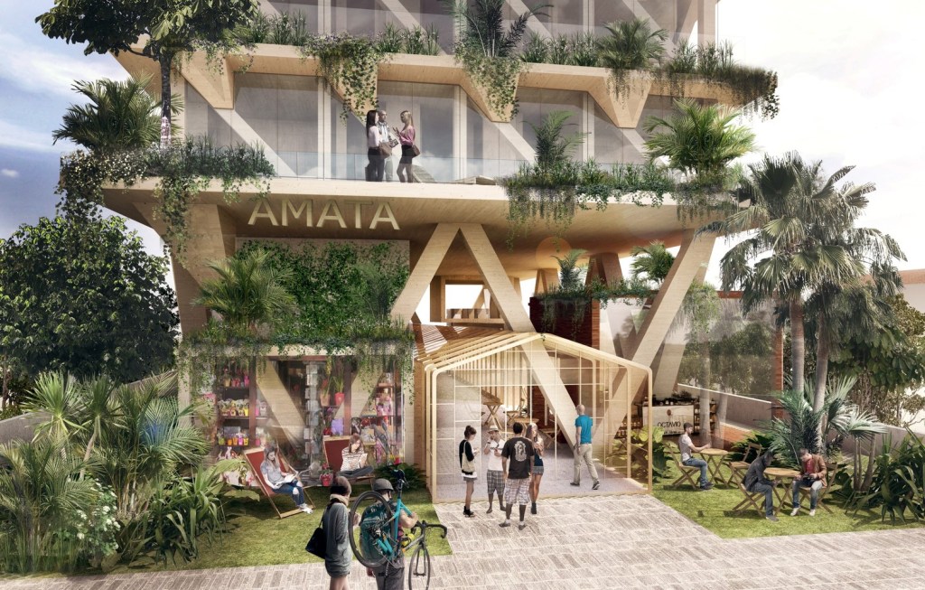 urban-forest-amata-Tryptique Bienal de Veneza: prédio escalonado e de madeira da Vila Madalena