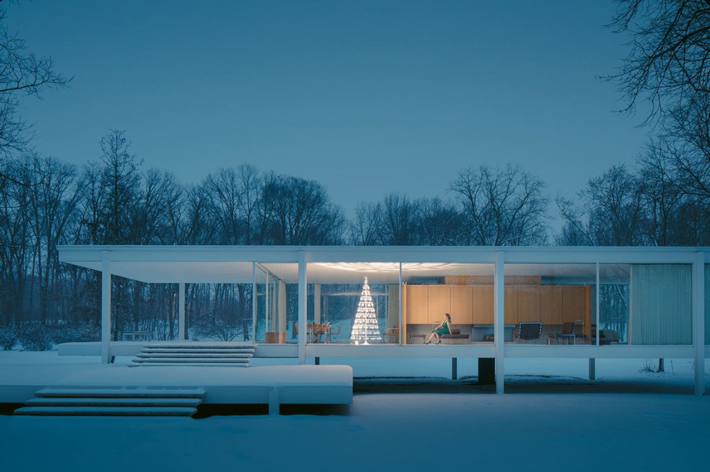 farnsworth-house-1 – JC Buck Árvores de Natal para quem ama arquitetura moderna!
