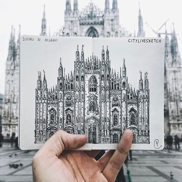 duomo Artista recria prédios históricos em esboços hiperrealistas