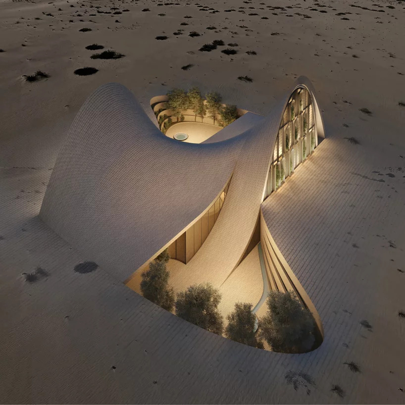 team-design-group-bagh-chal-sunken-courtyard-designboom-01 Team Group projeta oásis no Irã com construção de linhas orgânicas